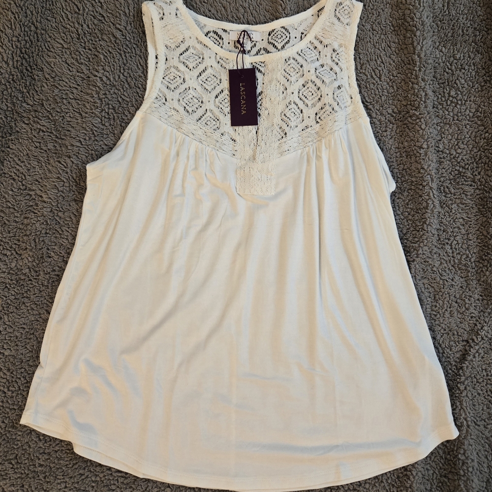 Lace-Trimmed White Top